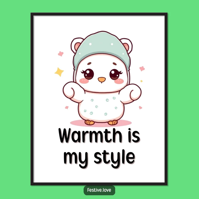 Funny Mitten Poster: Warm Wave Character Art Print for Cozy Walls