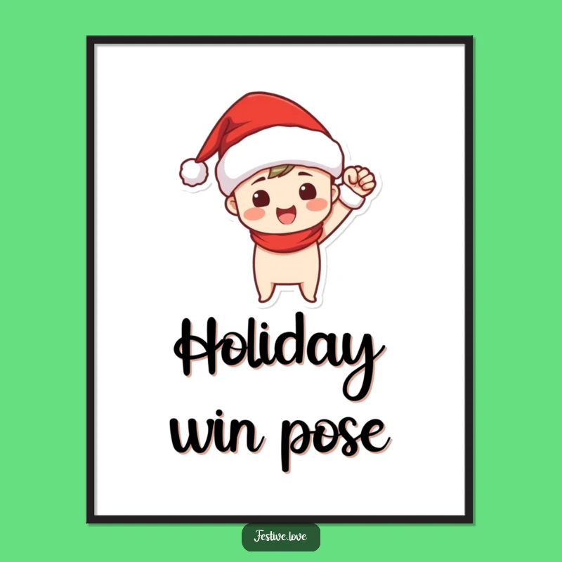 Funny Santa Fist Pump Poster - Festive Christmas Character Art for Holiday Wins