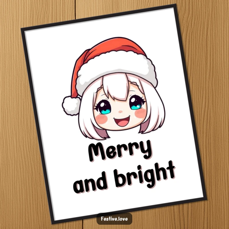 Funny Poster: A Santa hat character cheerfully bobbing with festive holiday spirit and cartoonish charm.