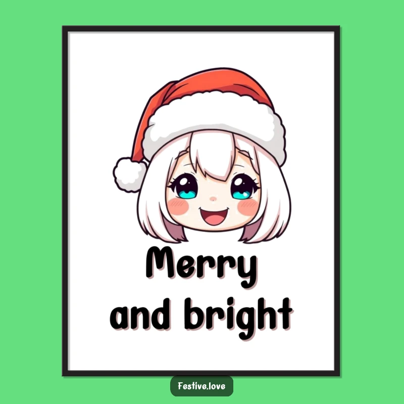 Funny Santa Hat Poster: Cheerful Bobbing Character Art for Festive Walls