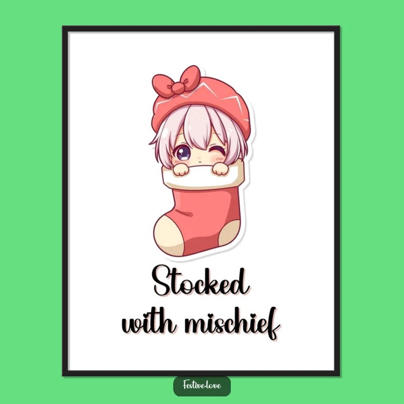 Funny Stocking Peeker Poster: Festive Wall Art for Holiday Sneak Peeks