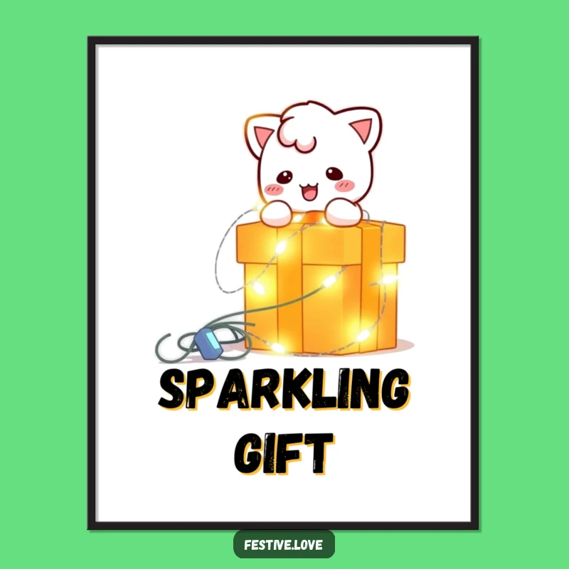 Funny String Light Poster - Blinking Christmas Character Art for Festive Decor
