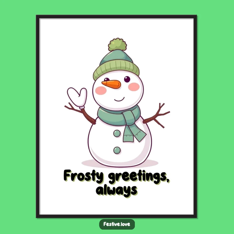 Funny Winter Poster - Jolly Snowman Character, Perfect Wall Art