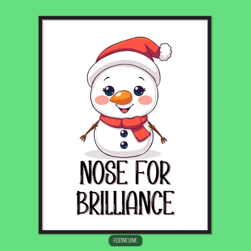Funny Snowman Glow Poster - Bright Holiday Art for Your Walls!