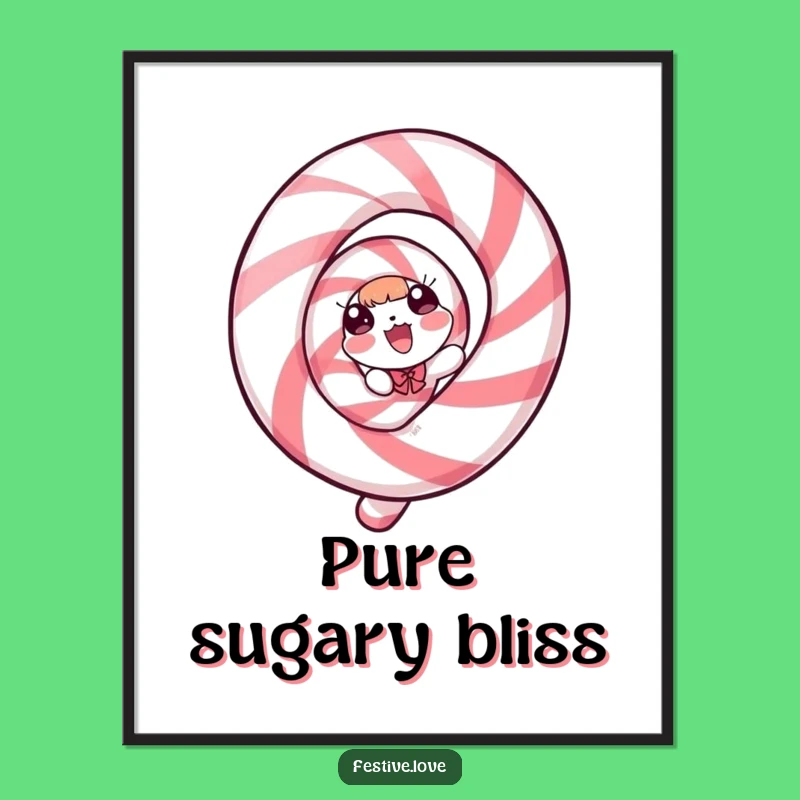 Funny Candy Cane Poster: Spiraling Delight Art Print for Festive Wall Decor