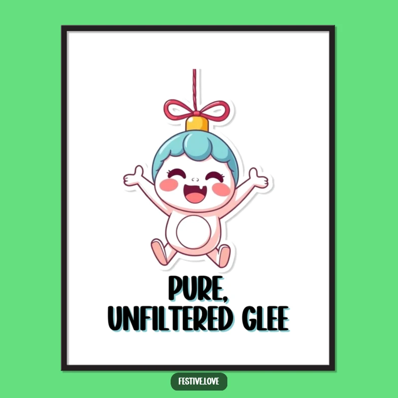 Funny Kawaii Ornament Poster - Bouncing Excitement Wall Art Gift