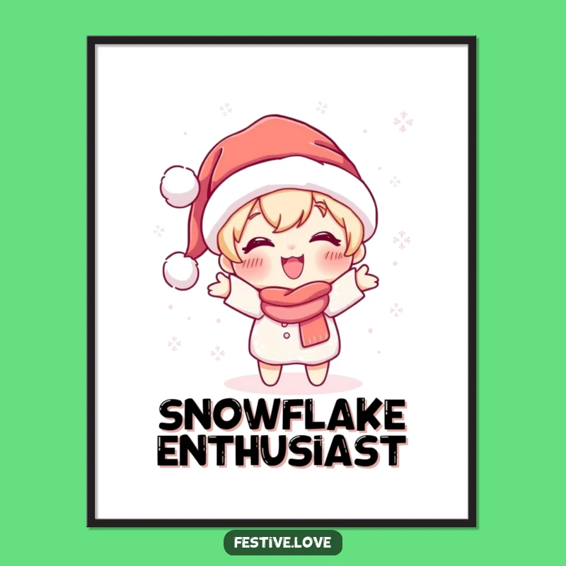 Funny Snow Thrower Poster: Cute Santa Character Art for Winter Decor