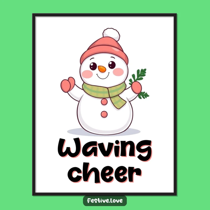 Funny Snowman Wave Poster: Cheerful Winter Art for a Joyful Space