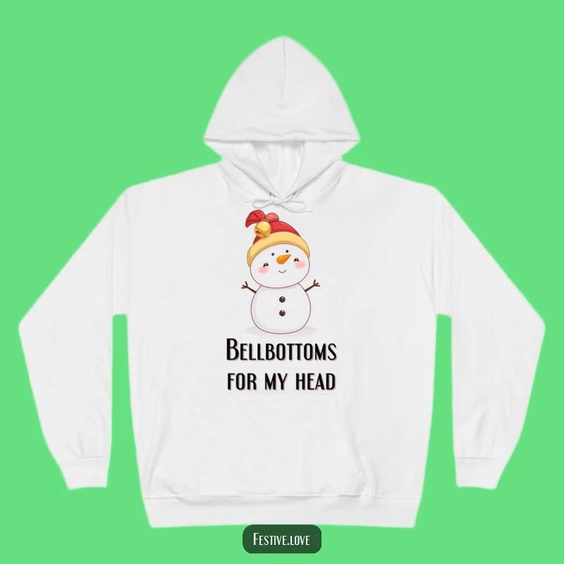 Cozy Funny Snowman Jingle Bell Hat Hoodie - Warm and Humorous Winter Wear
