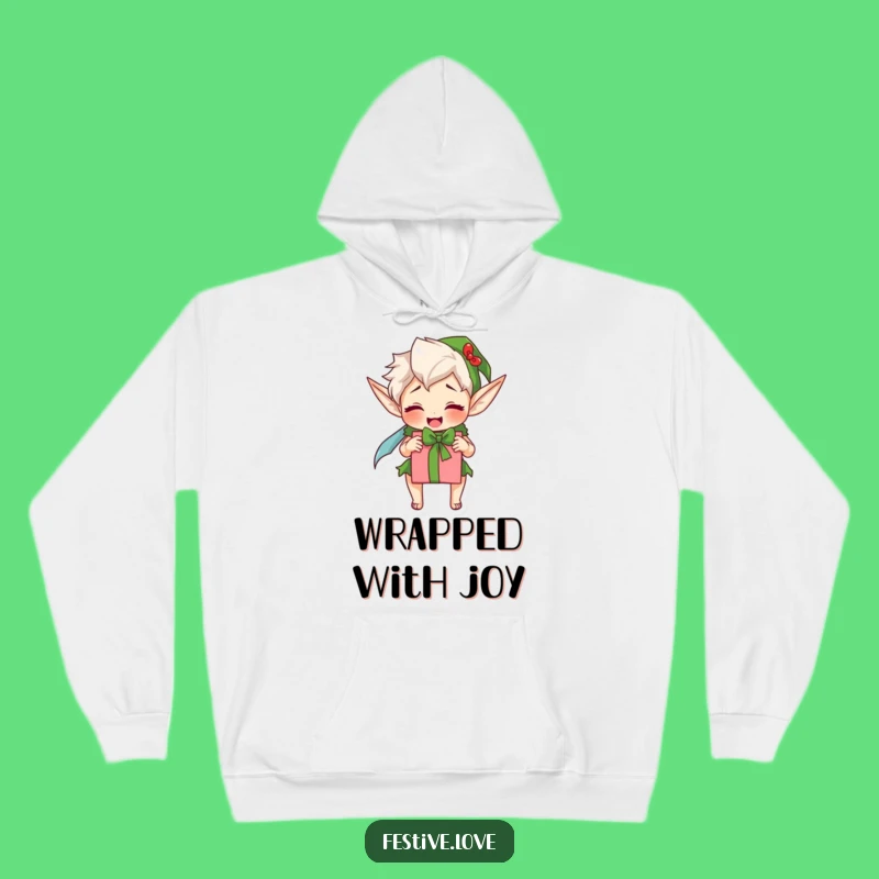 Cozy Funny Excited Elf Hoodie - Warm and Whimsical Holiday Comfort