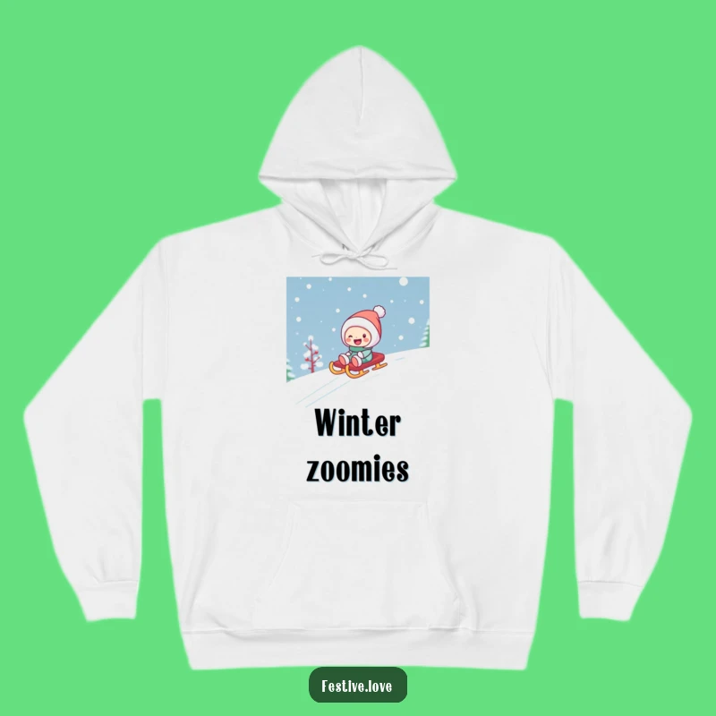 Cozy Funny Sledding Character Hoodie - Warm Winter Laughs Gift