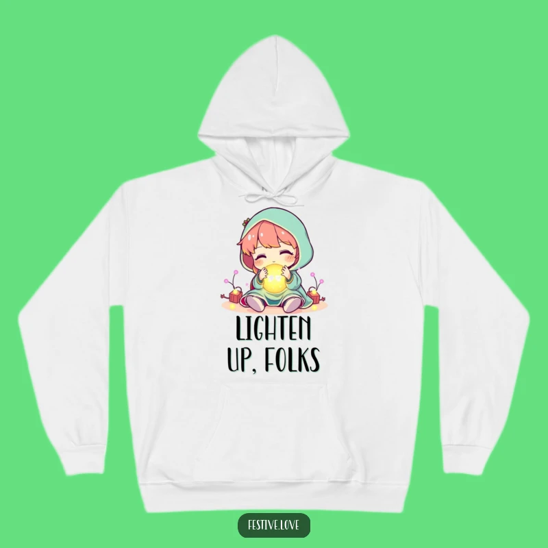 Funny Festive Lights Hoodie: Cozy Glowing Character Gift for Warm Nights!