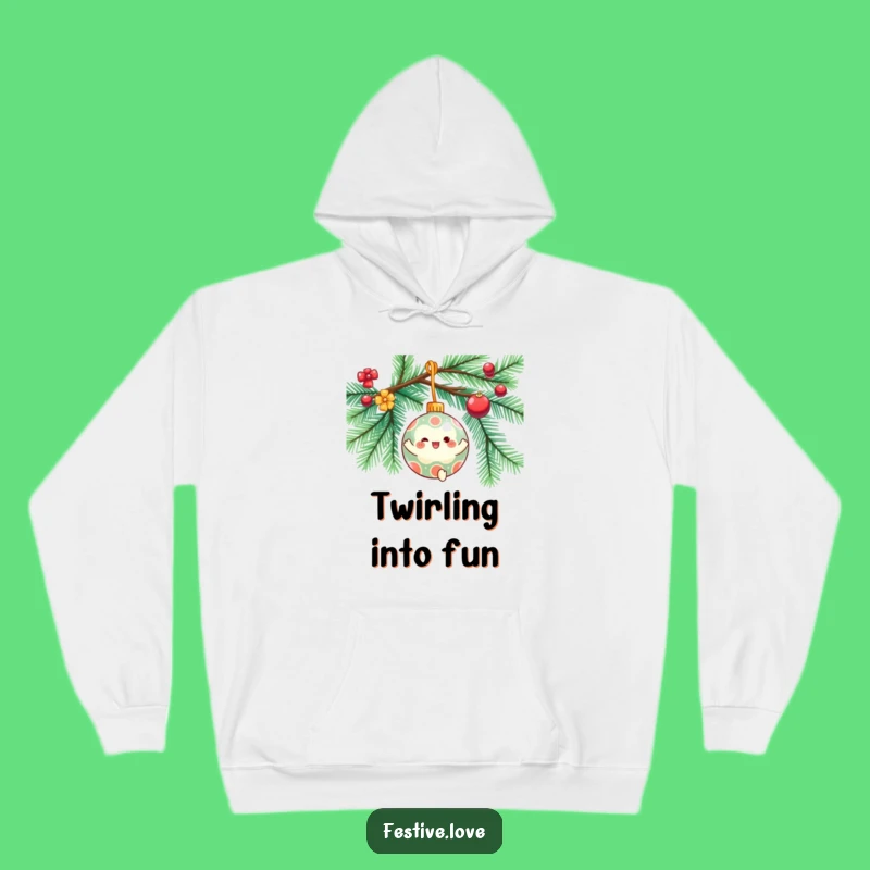 Funny Ornament Spin Hoodie - Cozy Christmas Character Sweatshirt for Festive Vibes