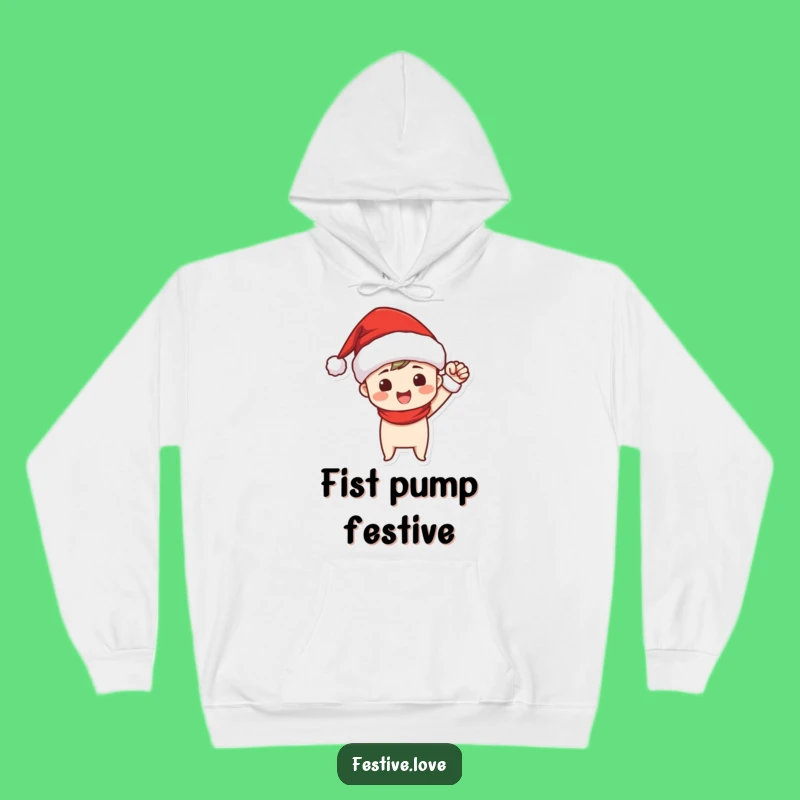 Funny Santa Fist Pump Hoodie - Cozy Christmas Character Sweatshirt for Celebrations
