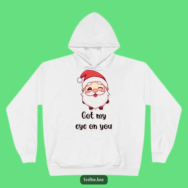 Cozy Funny Santa Wink Hoodie: Warm Holiday Mischief and Jolly Character Comfort