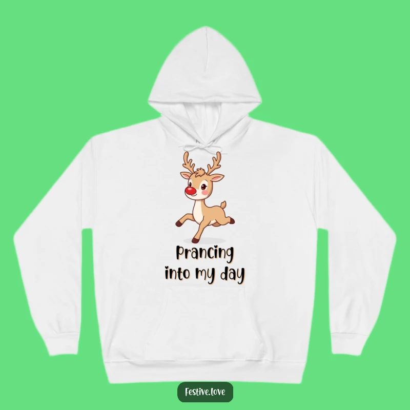 Cozy Funny Reindeer Hoodie - Playful Character, Perfect Winter Warmth