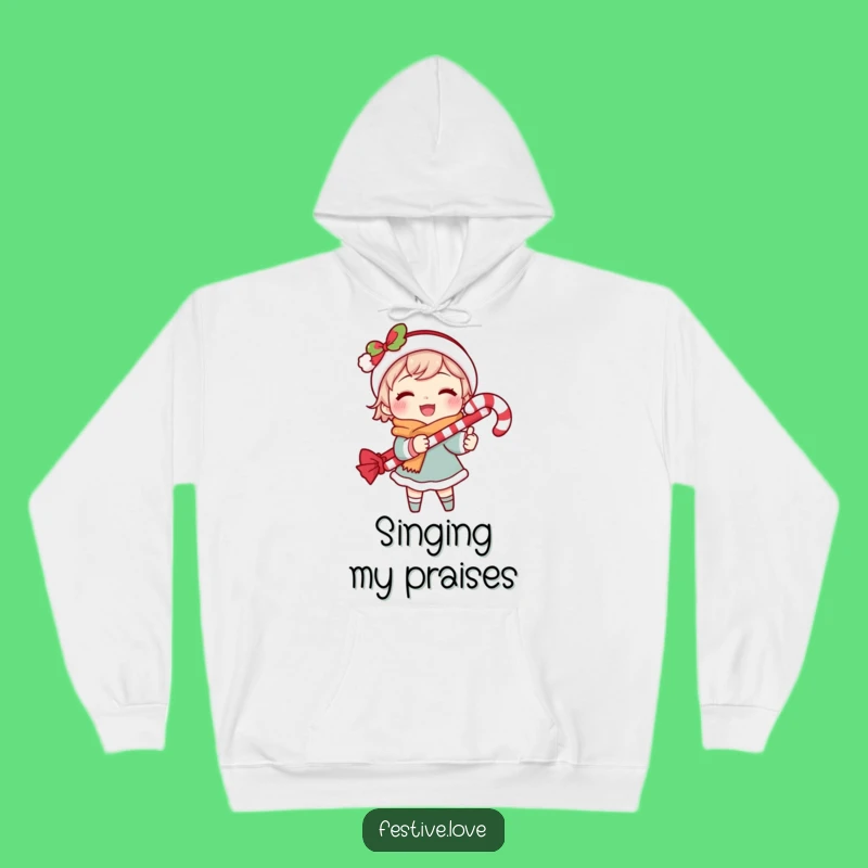 Funny Festive Caroling Hoodie: Cozy Candy Cane Singing Gift