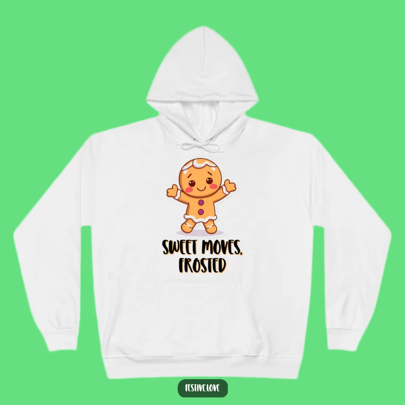 Cozy Funny Gingerbread Man Hoodie - Dancing Character, Perfect Warmth