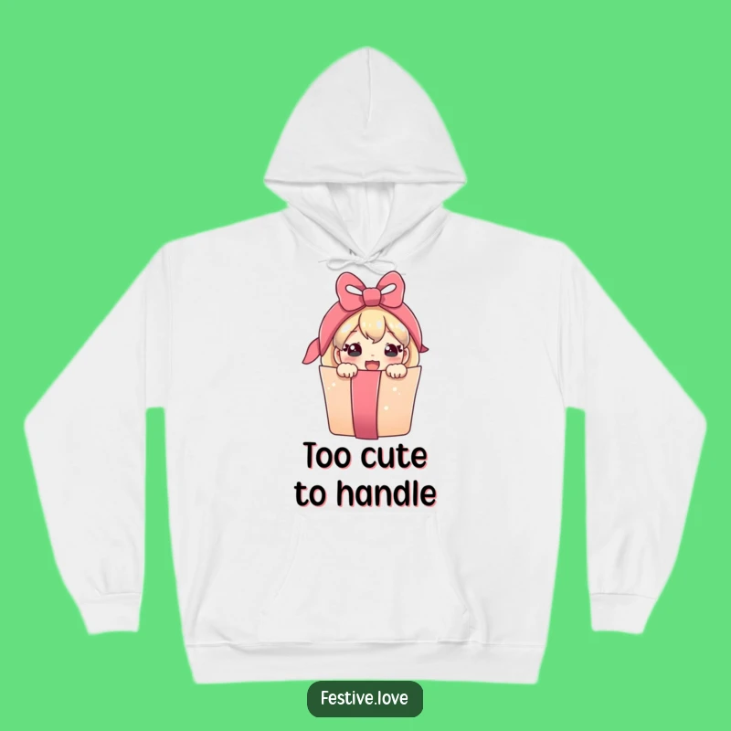 Funny Hoodie: Cozy Present Character Peeking, Warm Humor for Cold Days