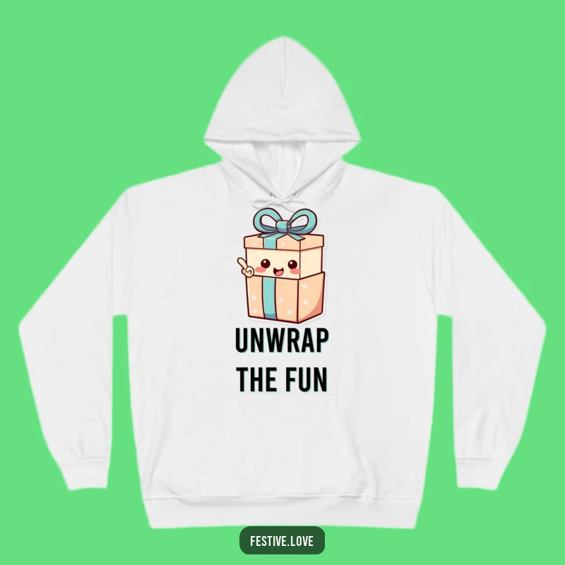 Cozy Funny Gift Box Hoodie: Happy Exclamation Character for Warm Surprise Gifts