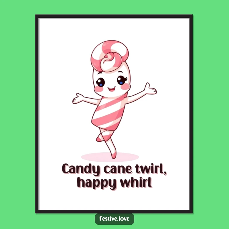 Free Printable Wall Art: Dancing Candy Cane, Whimsical & Funny Downloadable Decor for a Cheerful Room
