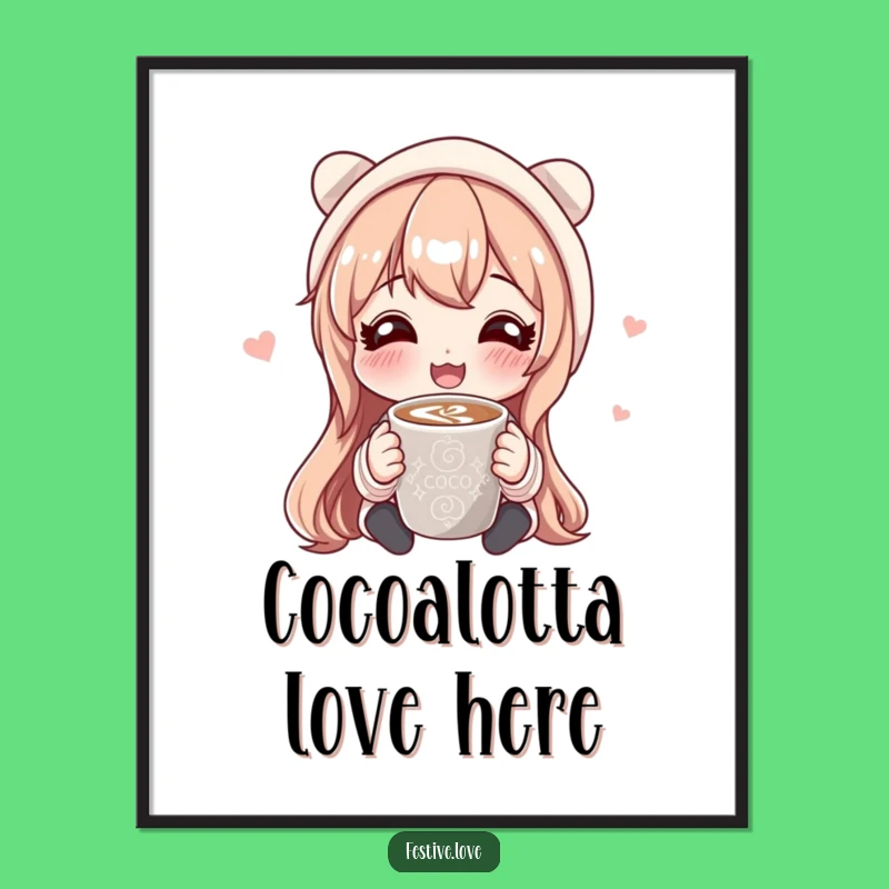 Funny Free Printable Wall Art Decor: Happy Cocoa Character Downloadable