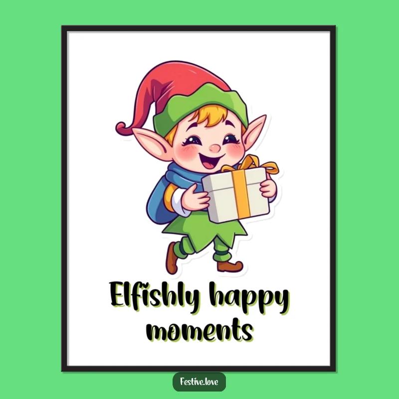 Free Printable Wall Art: Jolly Elf Delivering Gifts, Hilarious Downloadable Decor