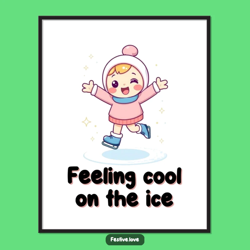 Funny Free Printable Wall Art: Ice Skating Character - Whimsical Downloadable Decor
