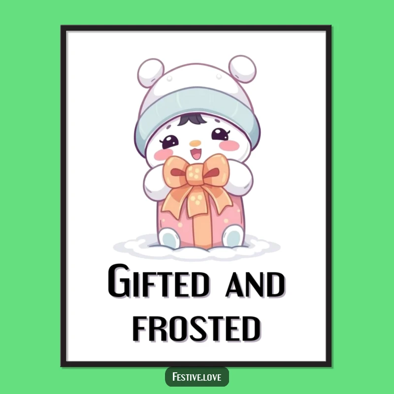Free Printable Wall Art: Cute Snow Character Gift Joy! Funny Downloadable Decor