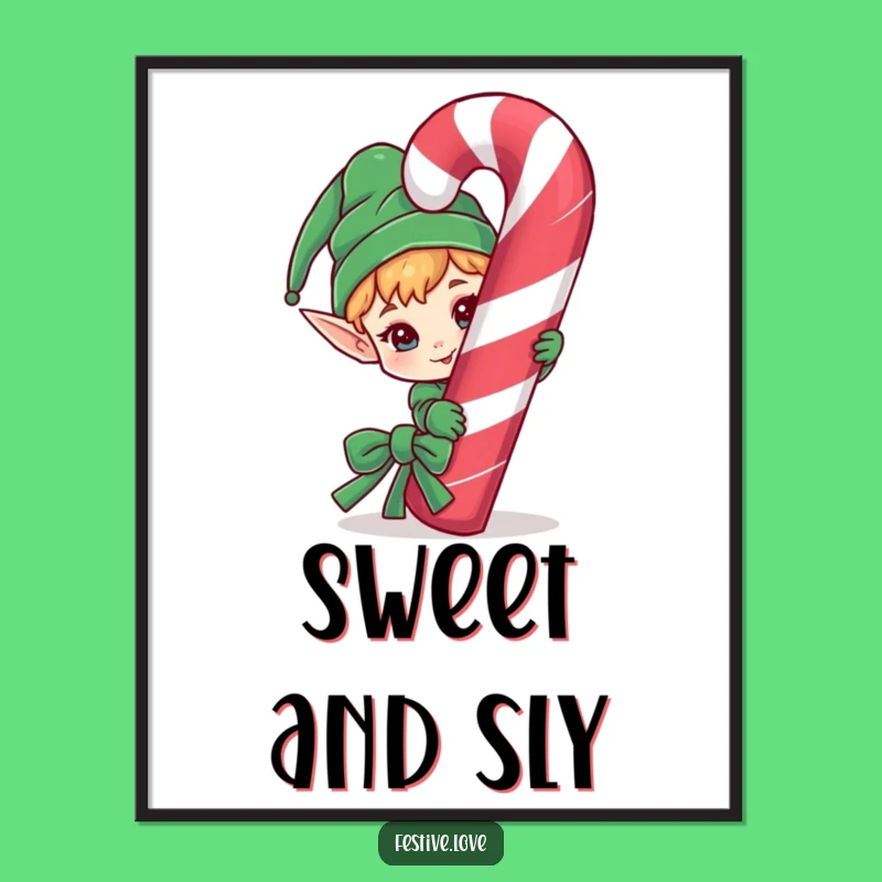 Free Printable Wall Art: Elf's Candy Cane Secret! Funny Downloadable Art
