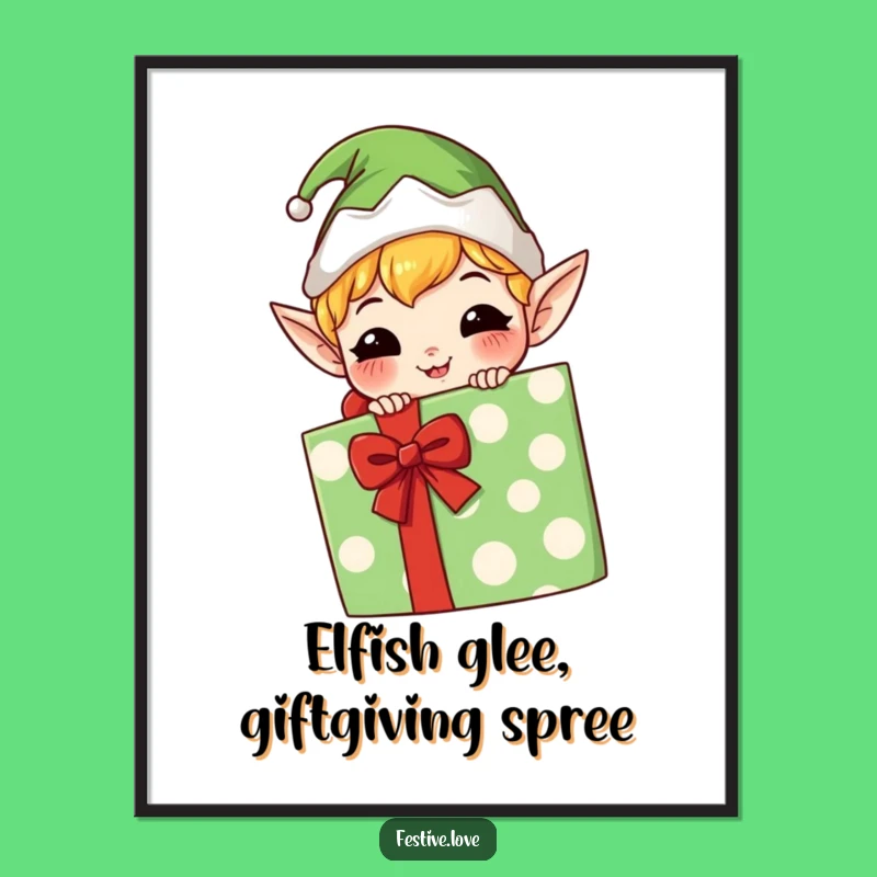 Free Printable Wall Art: Funny Elf Hiding Gift, Hilarious Downloadable Decor for a Playful Space