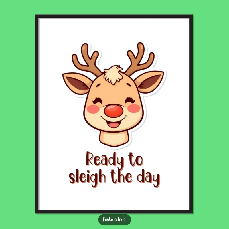 Free Printable Wall Art: Humorous Grinning Reindeer, Funny Downloadable Decor for Home