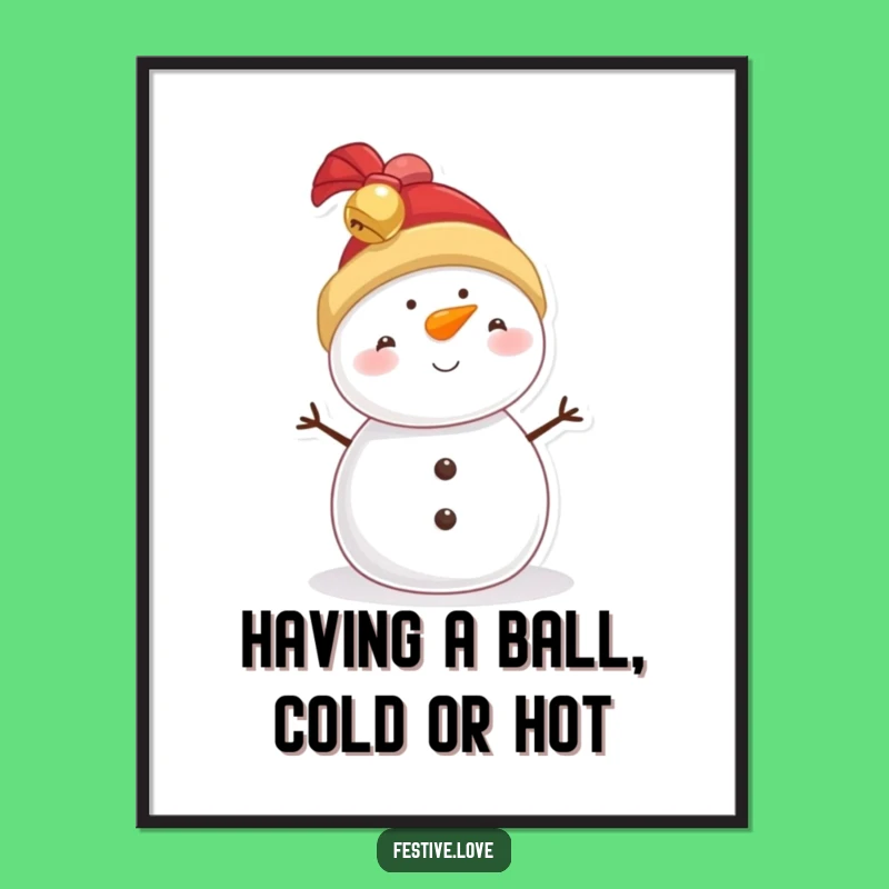 Free Printable Wall Art: Humorous Snowman Jingle Hat, Funny Downloadable Decor for Home