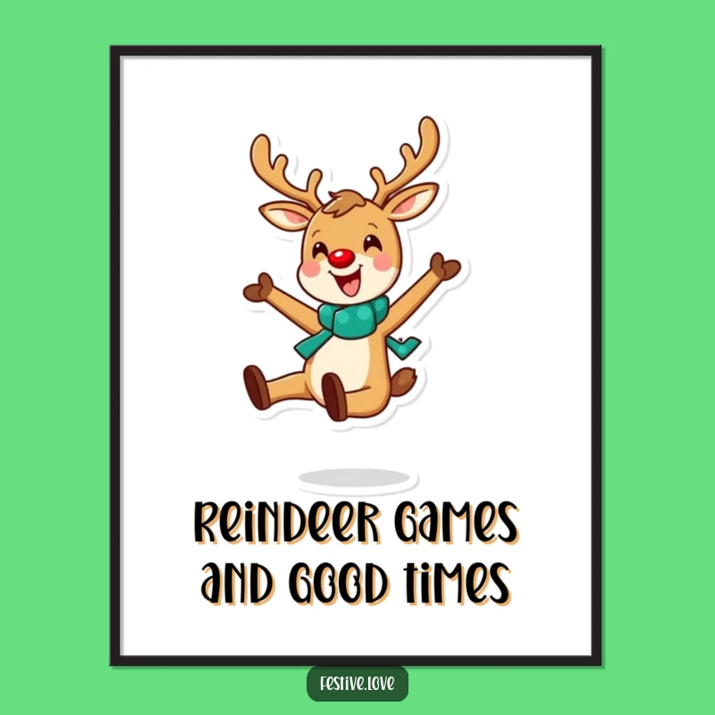 Free Printable Wall Art: Joyful Reindeer Leap Funny Downloadable Art for Room