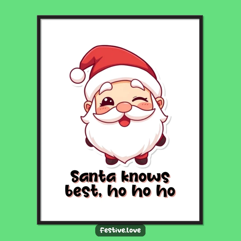 Free Printable Wall Art: Winking Santa Funny Downloadable Art for Festive Decor