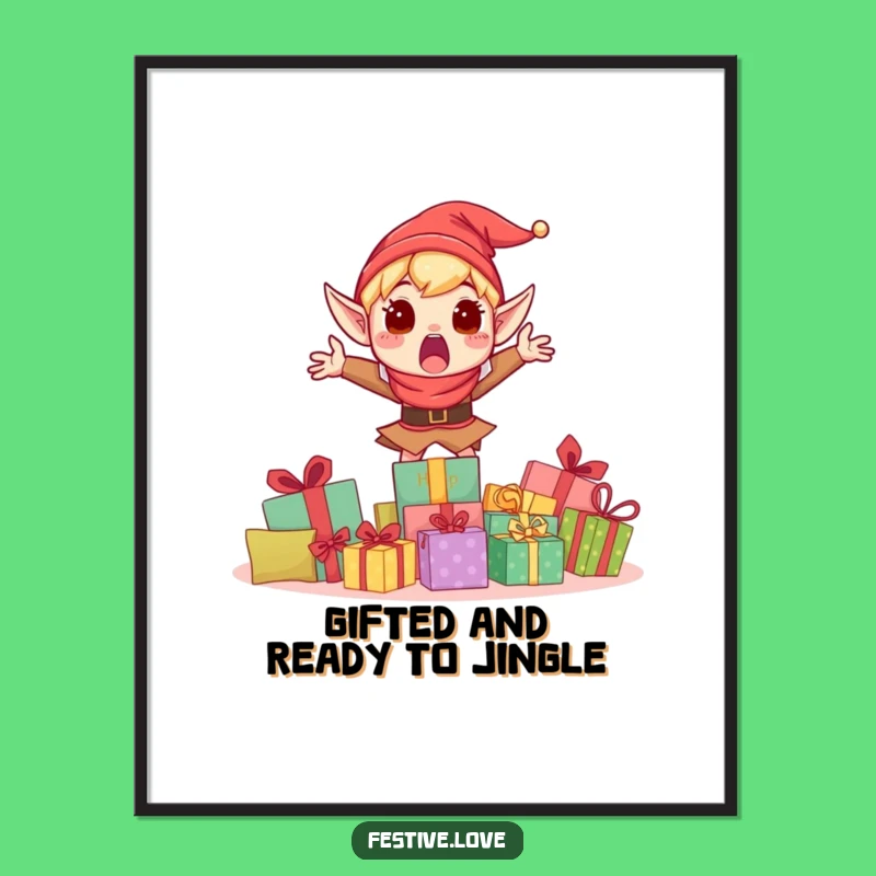 Funny Free Printable Elf Wall Art: Excited Elf Decor Downloadable Festive Art for Home