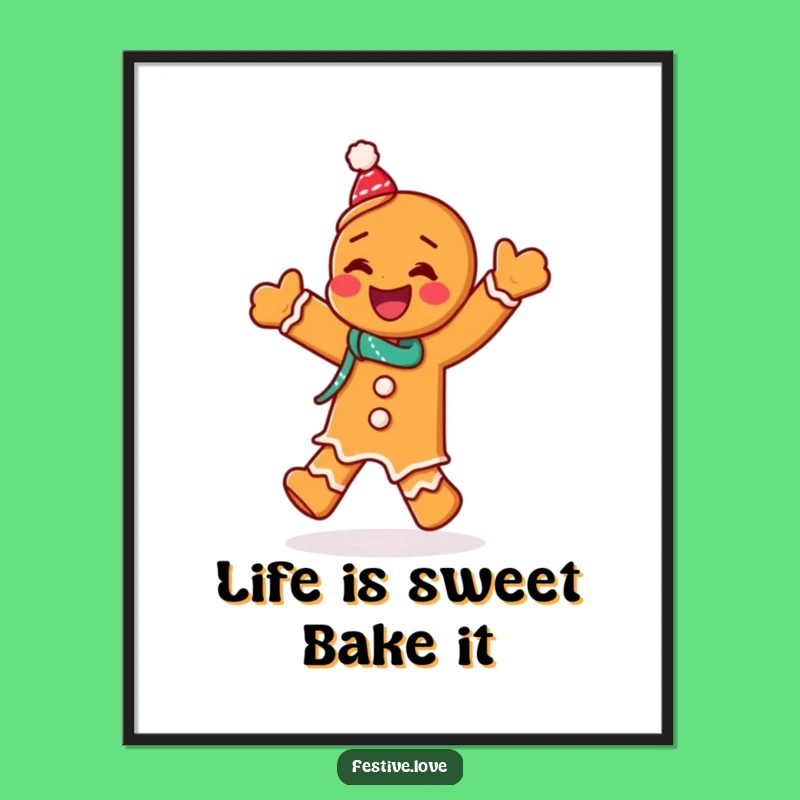 Funny Free Printable Gingerbread Wall Art: Giggling Jig Downloadable Art