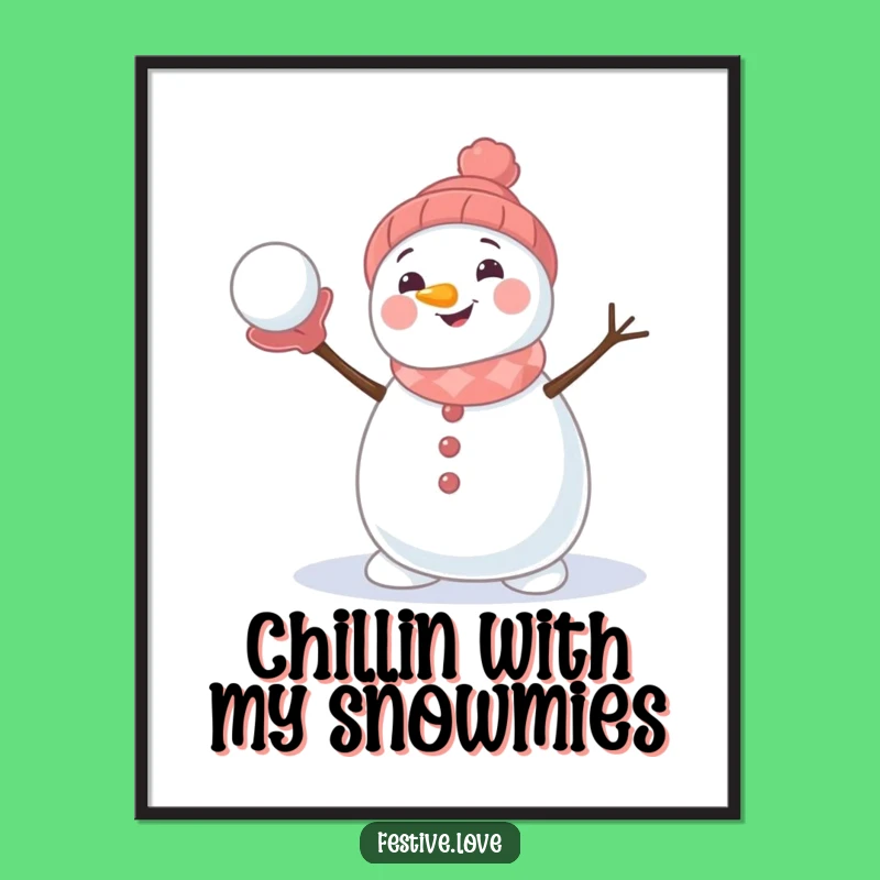 Funny Free Printable Snowman Wall Art: Cool Throwing Snowball Downloadable Art
