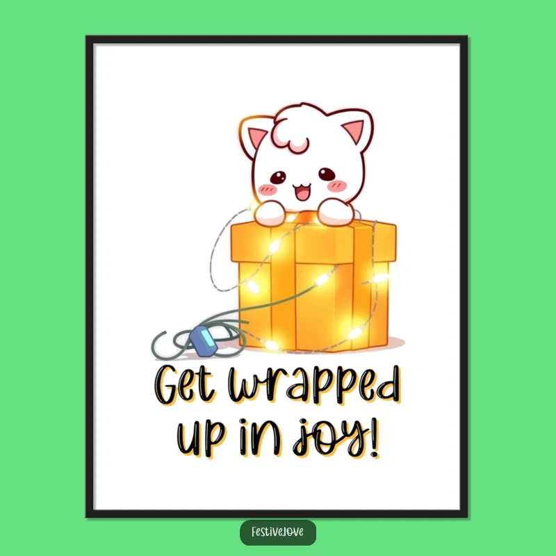 Funny Free Printable Wall Art: Blinking Lights Around Gift - Downloadable Decor!