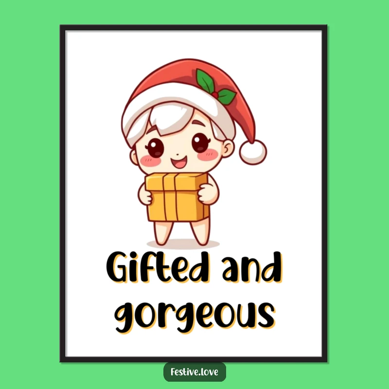 Funny Free Printable Wall Art: Cute Santa Character Delivering Presents - Festive Home Decor