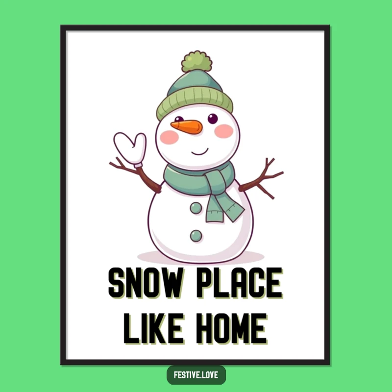 Funny Free Printable Wall Art: Jolly Snowman Waving - Winter Wonderland Decor