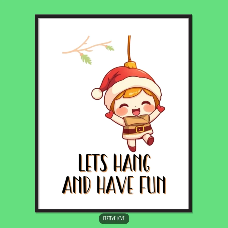 Funny Free Printable Wall Art: Swinging Ornament, Quirky Downloadable Art for Festive Decor