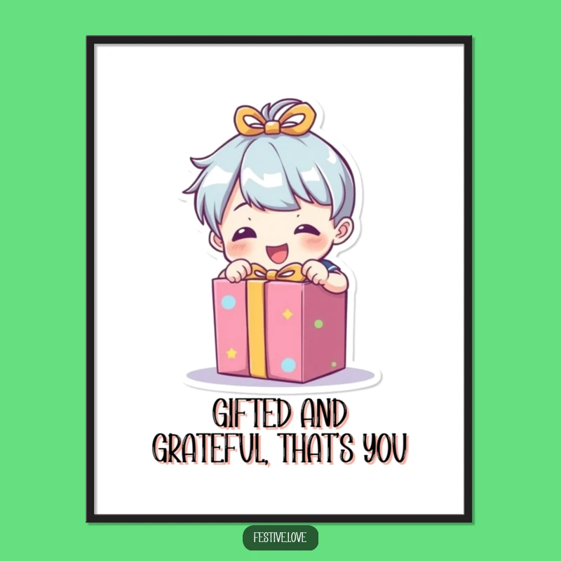 Funny Free Printable Wall Art: Gift Unwrapping Character - Whimsical Downloadable Decor