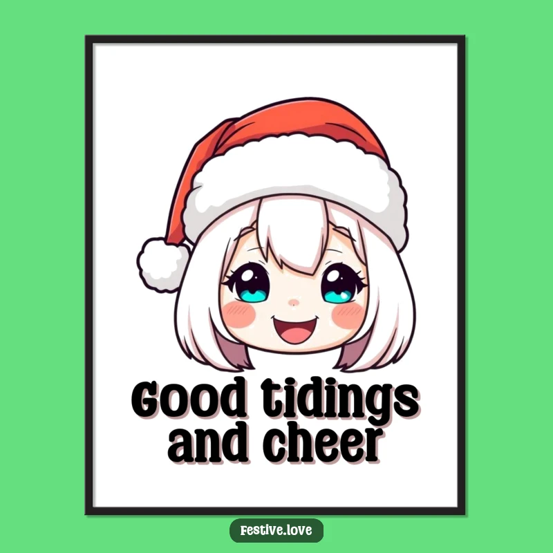 Free Printable Wall Art: Cheerful Bobbing Santa Hat - Funny Decor