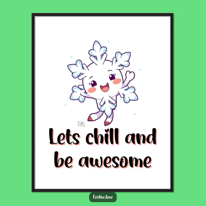 Funny Free Printable Wall Art: Twirling Snowflake, Quirky Downloadable Art for Winter Wonderland Decor
