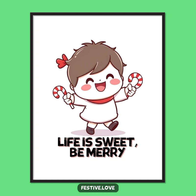 Funny Free Printable Wall Art: Dancing Candy Cane Character - Whimsical Downloadable Decor