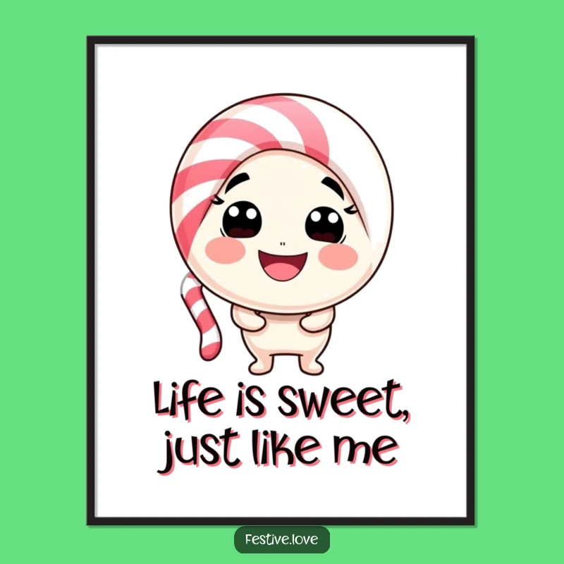 Funny Free Printable Wall Art: Playful Candy Cane Smile for Whimsical Decor