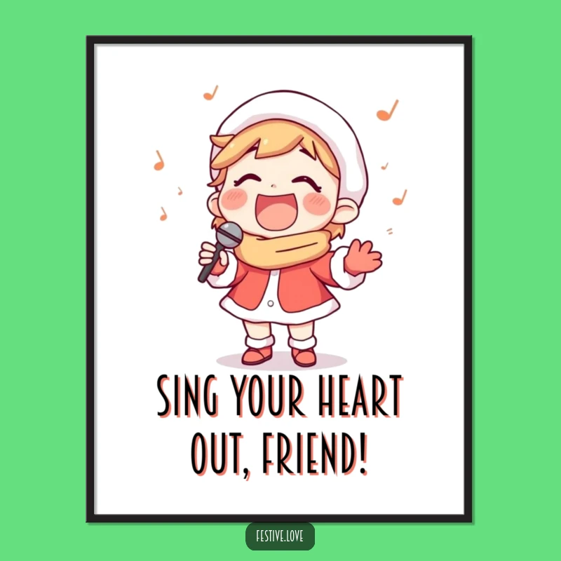 Funny Free Printable Wall Art: Happy Carol Singer - Downloadable Decor!