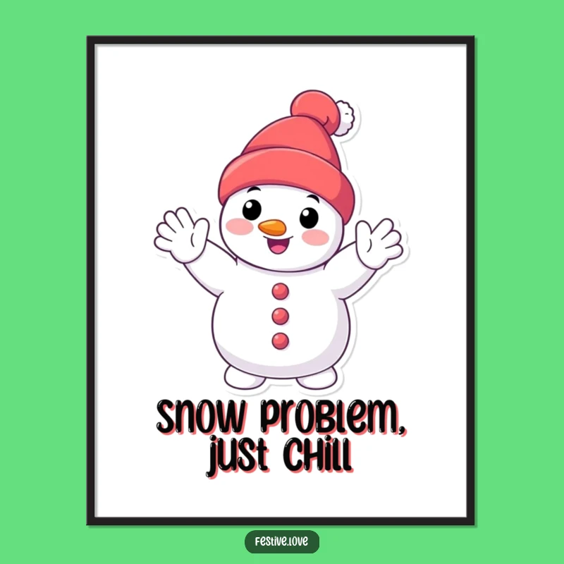 Free Printable Wall Art: Waving Snowman Friend, Hilarious Downloadable Decor