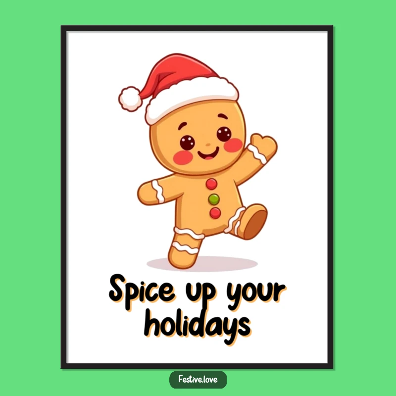 Free Printable Wall Art: Kawaii Gingerbread Man, Funny Holiday Decor, Downloadable